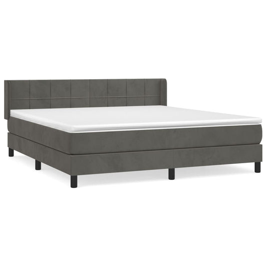 vidaXL Κρεβάτι Boxspring με Στρώμα Σκούρο Γκρι 180x200 εκ. Βελούδινο