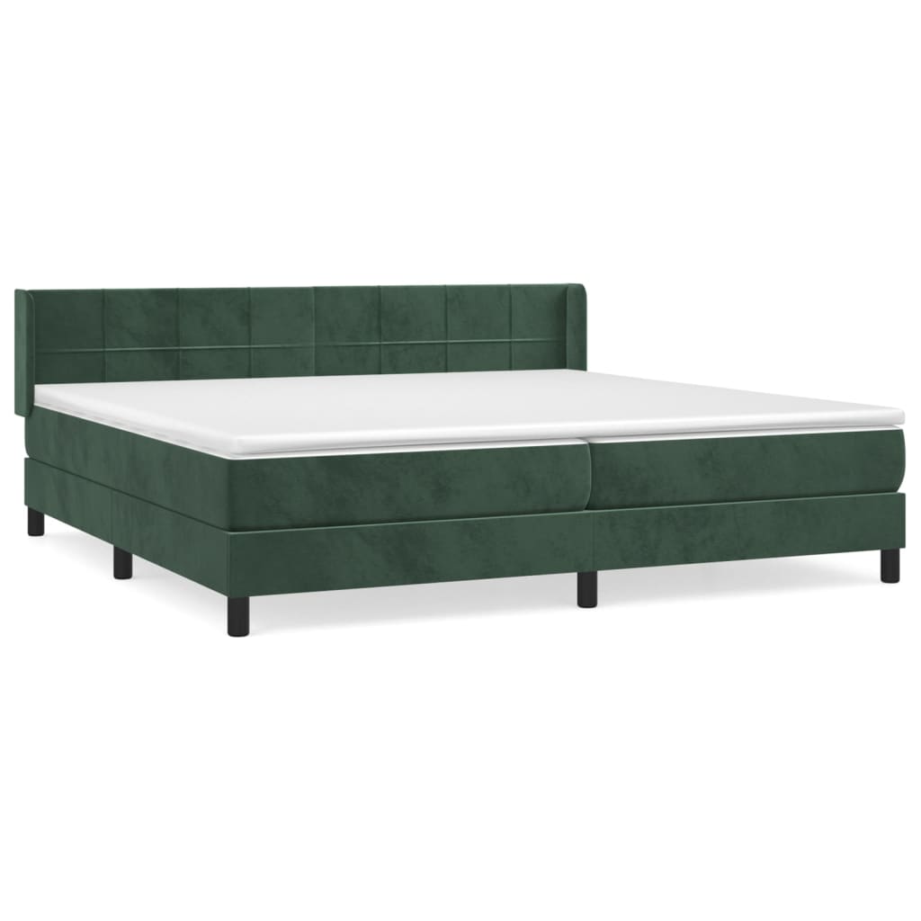 vidaXL Κρεβάτι Boxspring με Στρώμα Σκούρο Πράσινο 200x200εκ. Βελούδινο