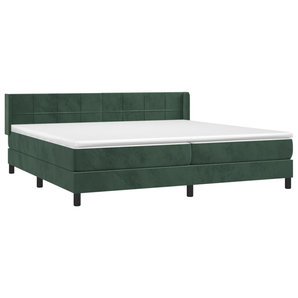 vidaXL Κρεβάτι Boxspring με Στρώμα Σκούρο Πράσινο 200x200εκ. Βελούδινο