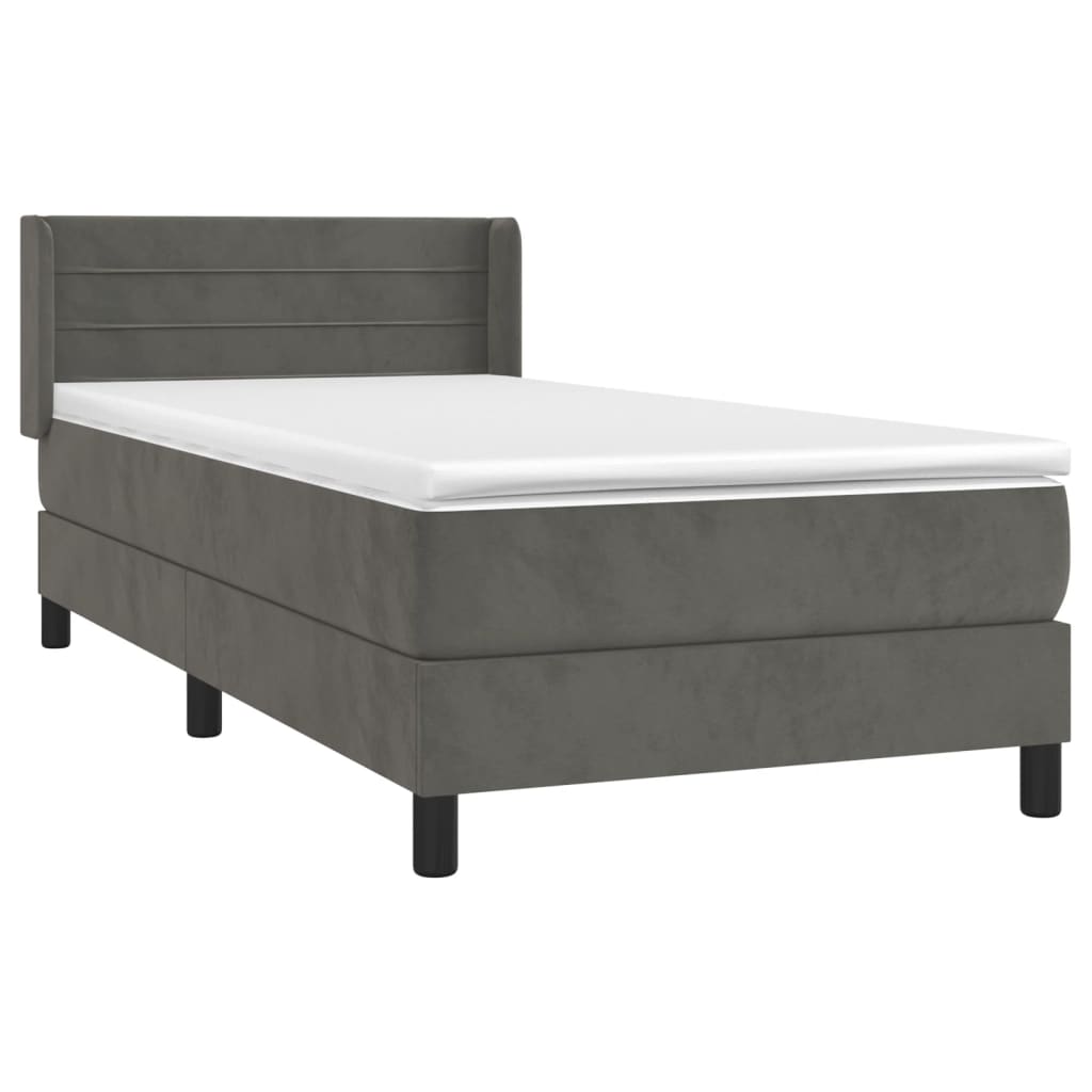 vidaXL Κρεβάτι Boxspring με Στρώμα Σκούρο Γκρι 80x200 εκ. Βελούδινο