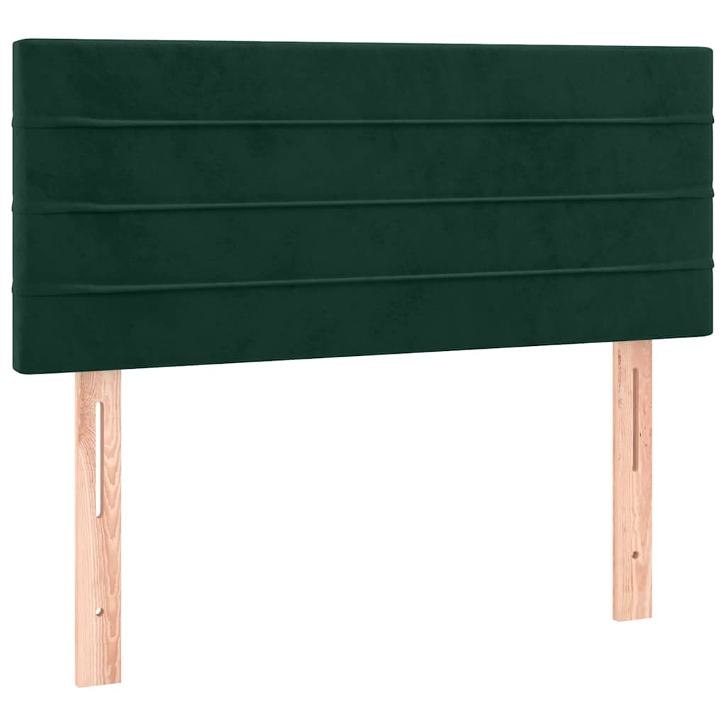 vidaXL Κρεβάτι Boxspring με Στρώμα Σκούρο Πράσινο 90x190 εκ. Βελούδινο