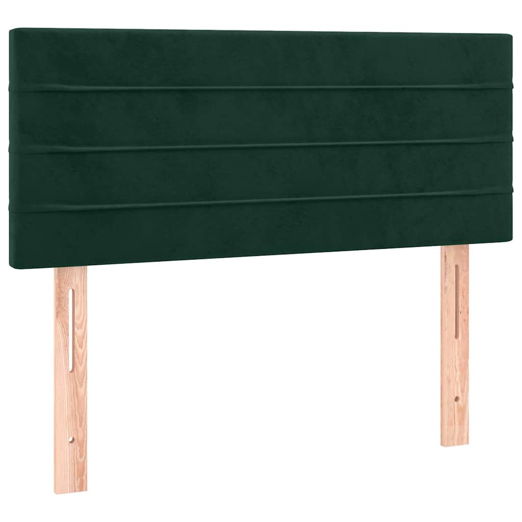 vidaXL Κρεβάτι Boxspring με Στρώμα Σκούρο Πράσινο 90x200 εκ. Βελούδινο