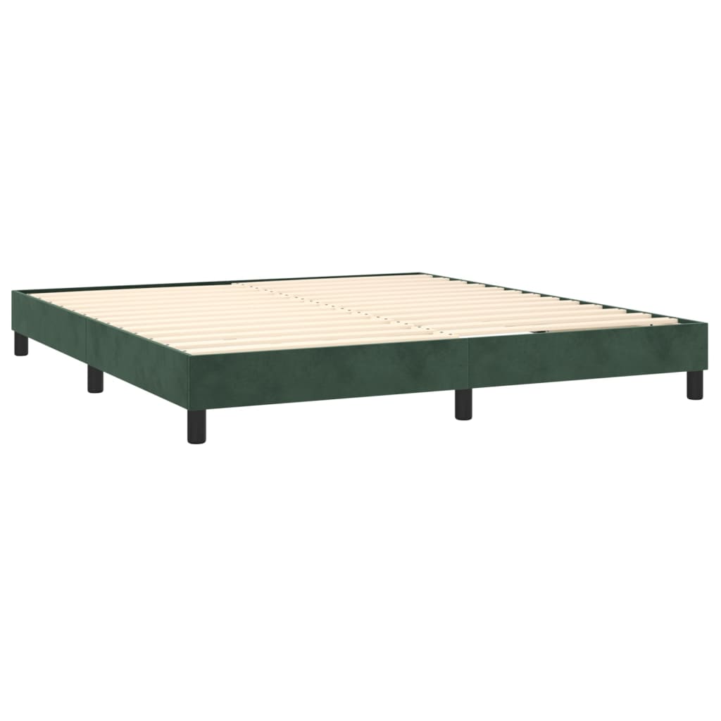 vidaXL Κρεβάτι Boxspring με Στρώμα Σκούρο Πράσινο 160x200εκ. Βελούδινο