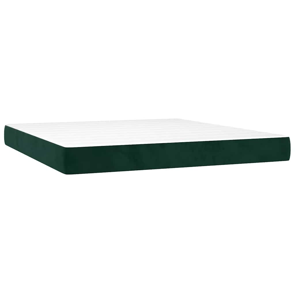 vidaXL Κρεβάτι Boxspring με Στρώμα Σκούρο Πράσινο 180x200εκ. Βελούδινο