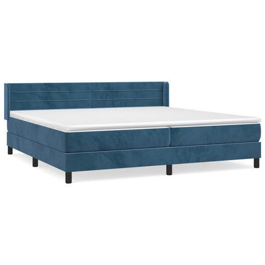 vidaXL Κρεβάτι Boxspring με Στρώμα Σκούρο Μπλε 200x200 εκ. Βελούδινο