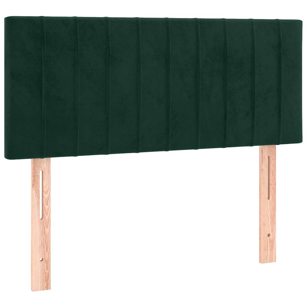 vidaXL Κρεβάτι Boxspring με Στρώμα Σκούρο Πράσινο 100x200εκ. Βελούδινο