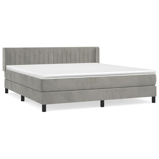 vidaXL Κρεβάτι Boxspring με Στρώμα Ανοιχτό Γκρι 160x200 εκ. Βελούδινο