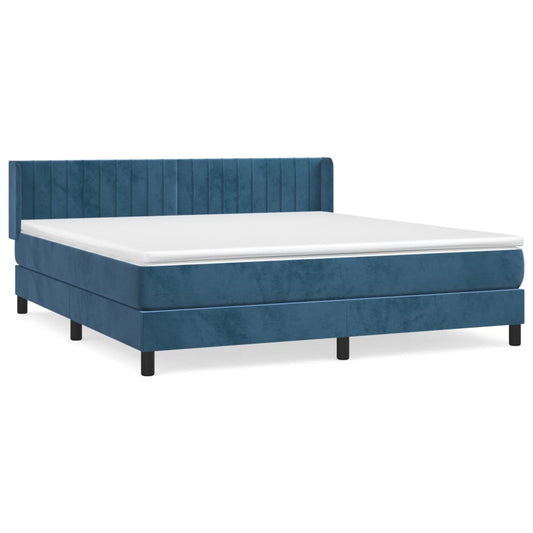 vidaXL Κρεβάτι Boxspring με Στρώμα Σκούρο Μπλε 160x200 εκ. Βελούδινο