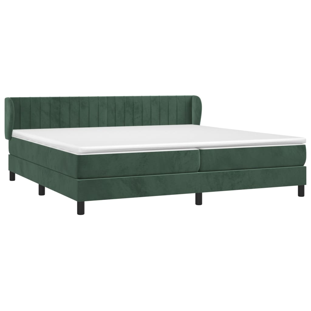 vidaXL Κρεβάτι Boxspring με Στρώμα Σκούρο Πράσινο 200x200εκ. Βελούδινο