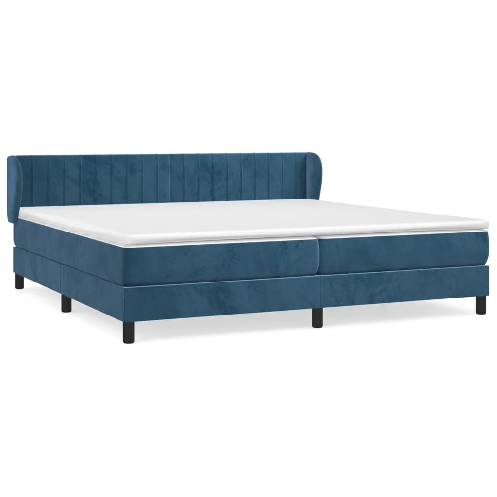 vidaXL Κρεβάτι Boxspring με Στρώμα Σκούρο Μπλε 200x200 εκ. Βελούδινο