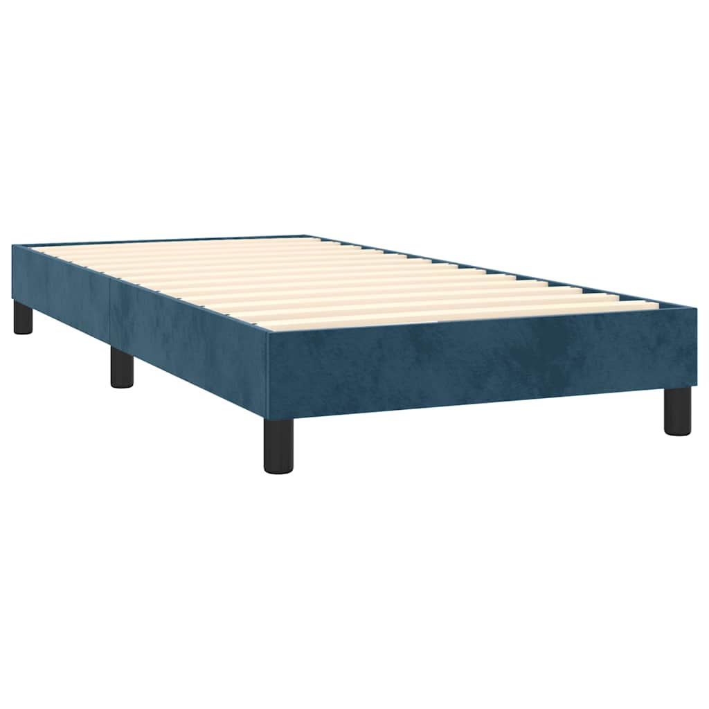 vidaXL Κρεβάτι Boxspring με Στρώμα Σκούρο Μπλε 90x200 εκ. Βελούδινο