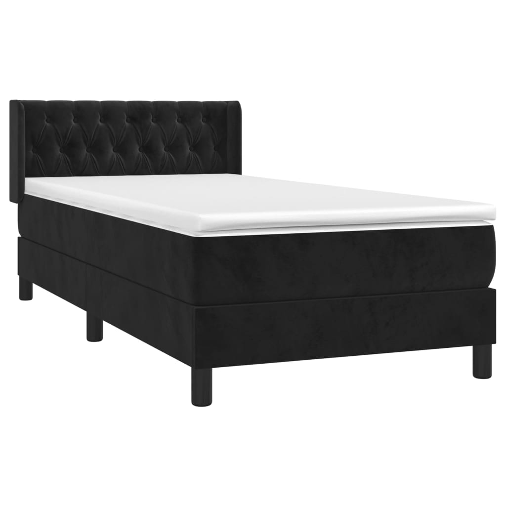 vidaXL Κρεβάτι Boxspring με Στρώμα Μαύρο 100x200 εκ. Βελούδινο