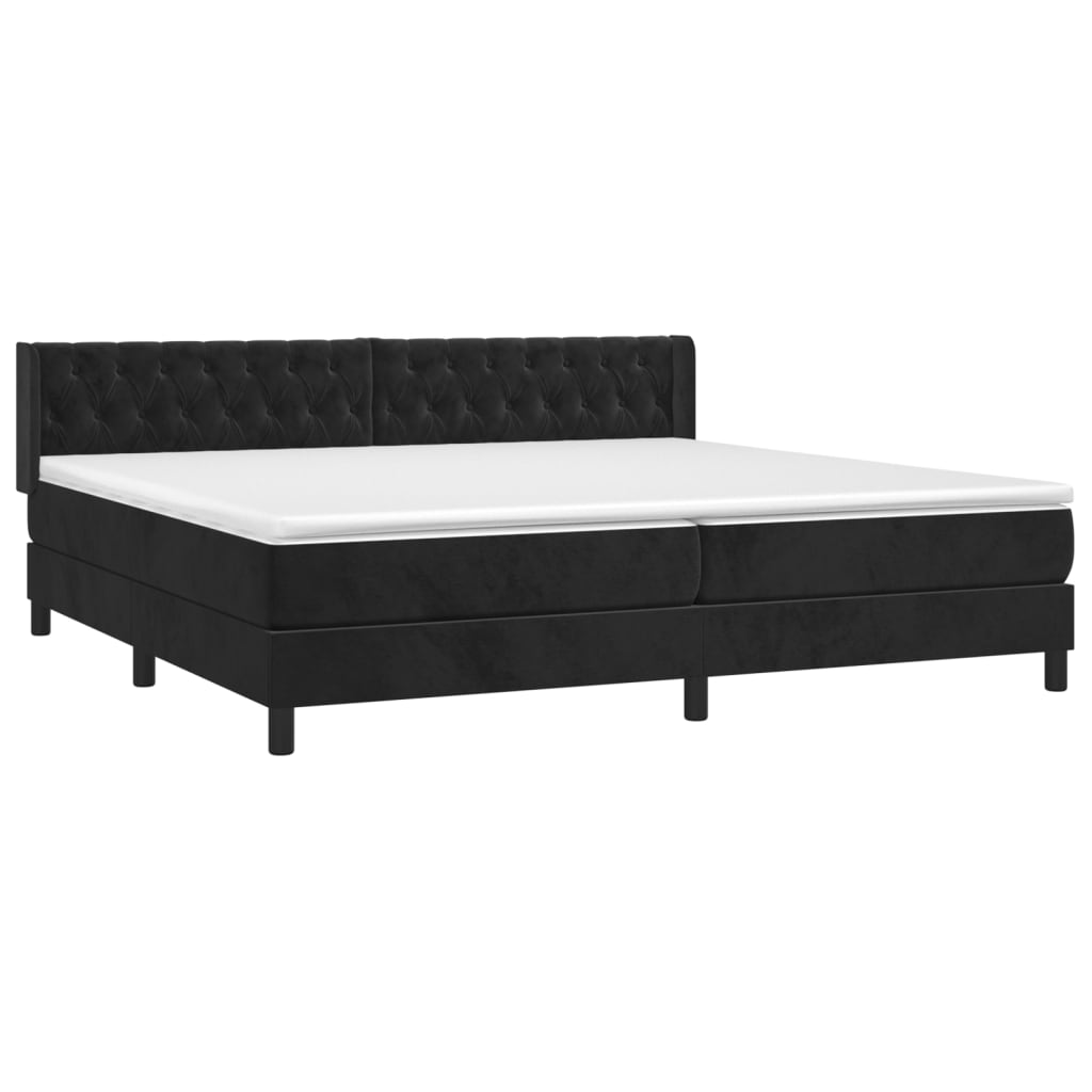 vidaXL Κρεβάτι Boxspring με Στρώμα Μαύρο 200x200 εκ. Βελούδινο