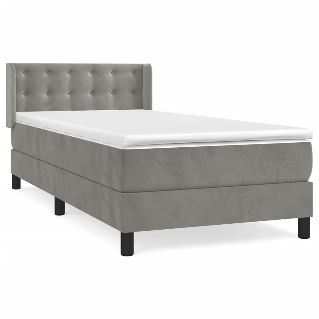 vidaXL Κρεβάτι Boxspring με Στρώμα Ανοιχτό Γκρι 80x200 εκ. Βελούδινο