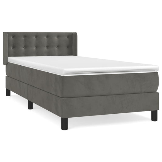vidaXL Κρεβάτι Boxspring με Στρώμα Σκούρο Γκρι 80x200 εκ. Βελούδινο