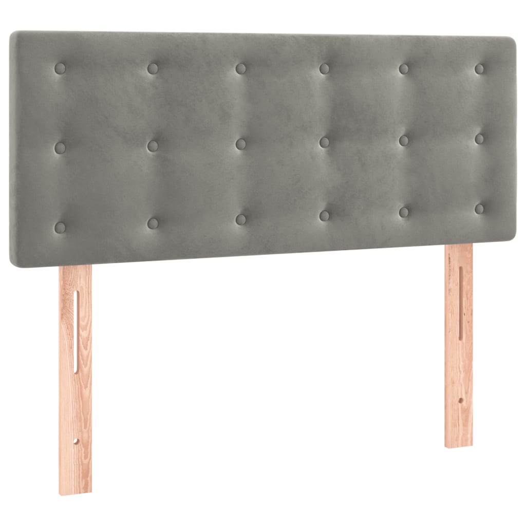 vidaXL Κρεβάτι Boxspring με Στρώμα Ανοιχτό Γκρι 90x190 εκ. Βελούδινο