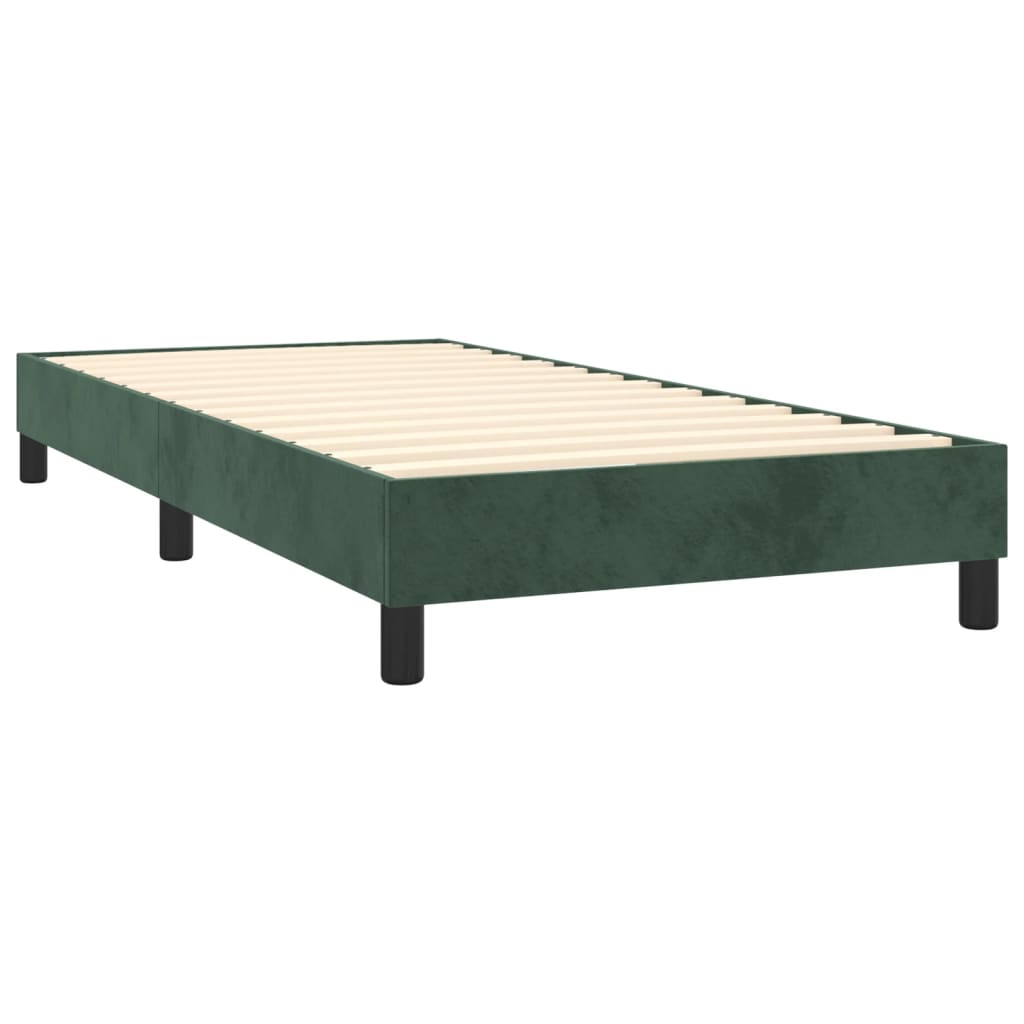 vidaXL Κρεβάτι Boxspring με Στρώμα Σκούρο Πράσινο 90x190 εκ. Βελούδινο