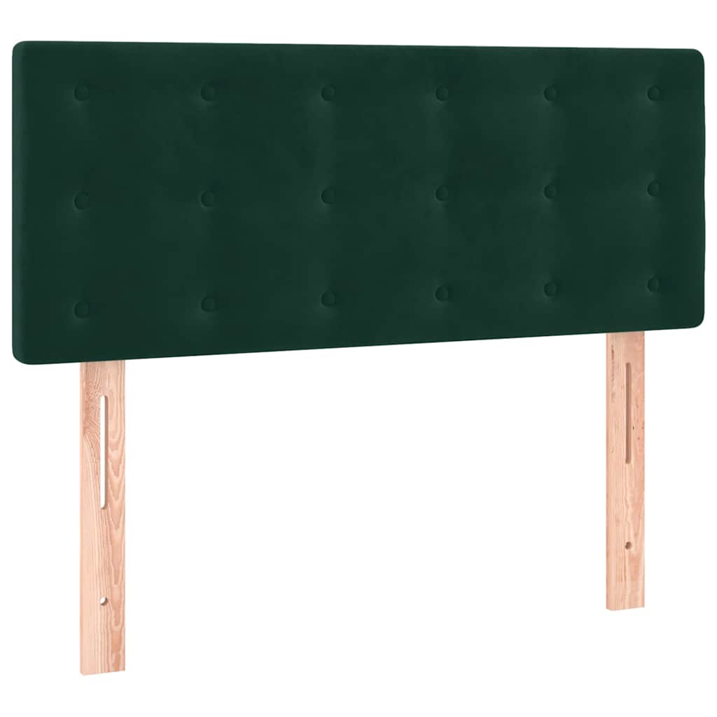 vidaXL Κρεβάτι Boxspring με Στρώμα Σκούρο Πράσινο 90x190 εκ. Βελούδινο
