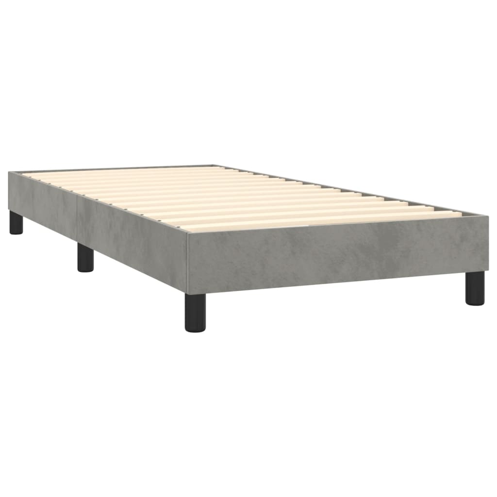 vidaXL Κρεβάτι Boxspring με Στρώμα Ανοιχτό Γκρι 90x200 εκ. Βελούδινο