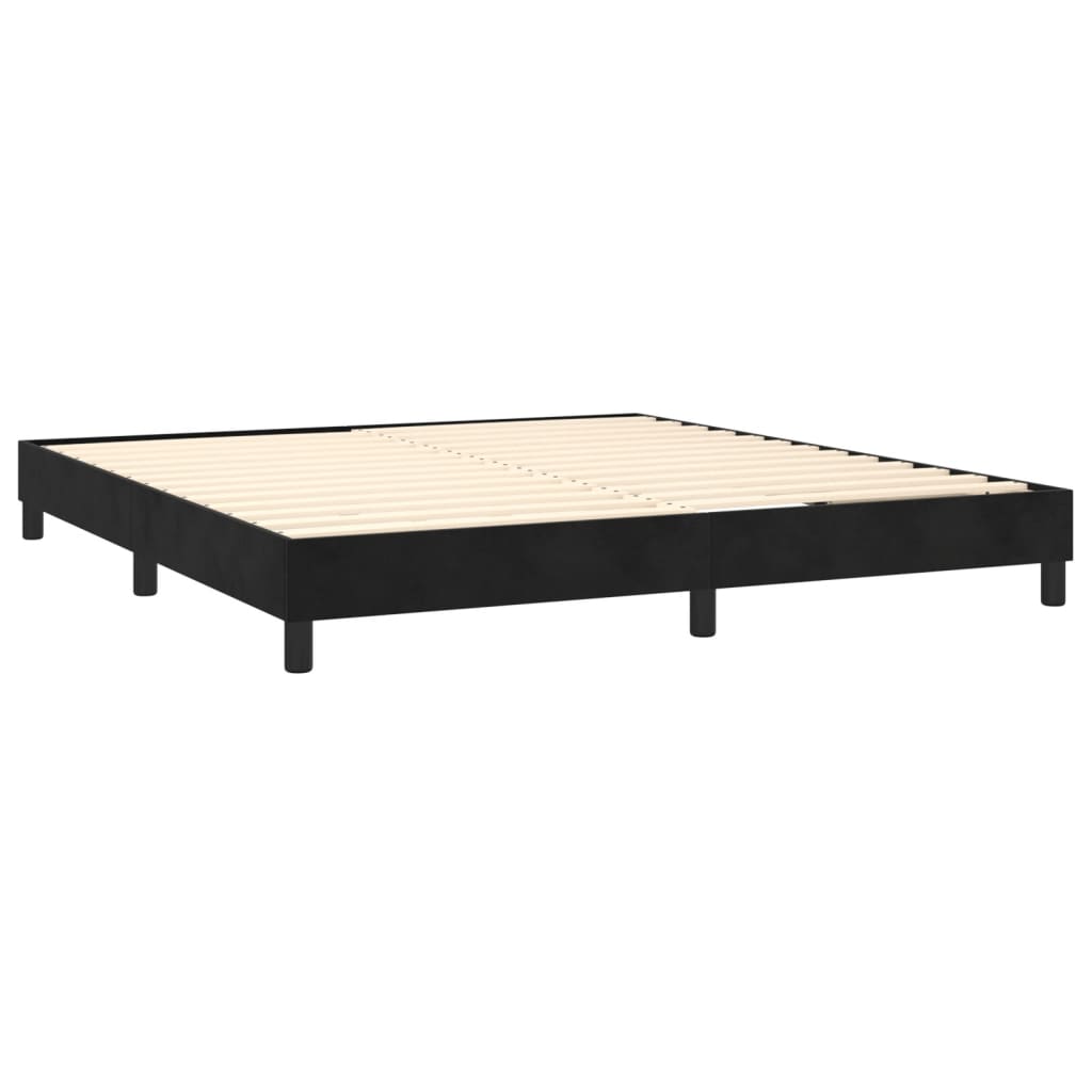 vidaXL Κρεβάτι Boxspring με Στρώμα Μαύρο 180x200 εκ. Βελούδινο