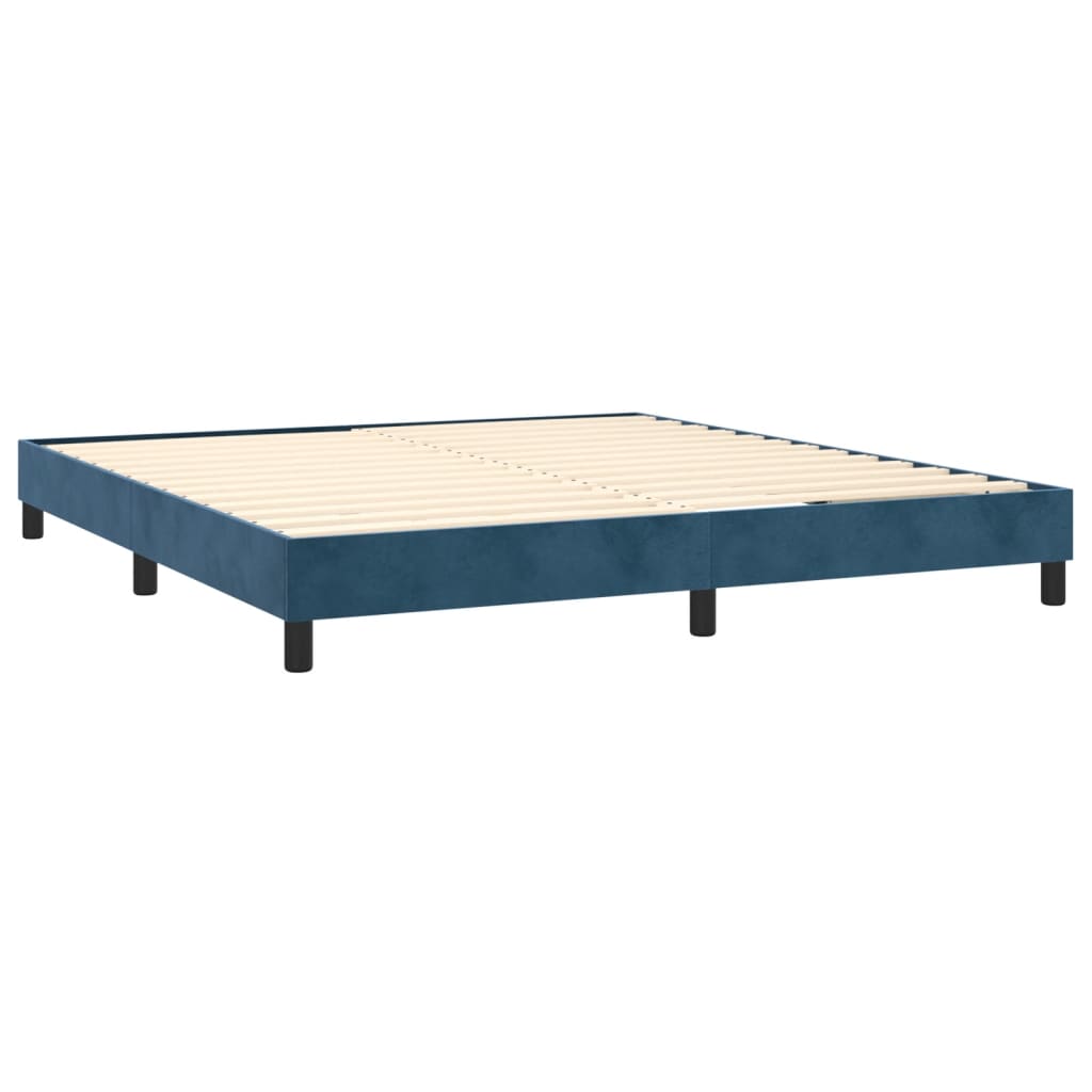 vidaXL Κρεβάτι Boxspring με Στρώμα Σκούρο Μπλε 180x200 εκ. Βελούδινο