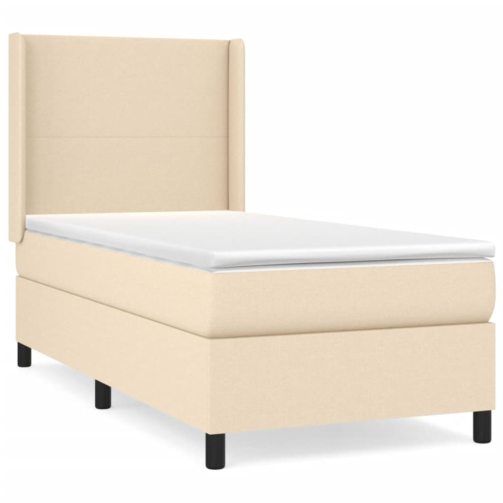 vidaXL Κρεβάτι Boxspring με Στρώμα Κρεμ 80 x 200 εκ. Υφασμάτινο