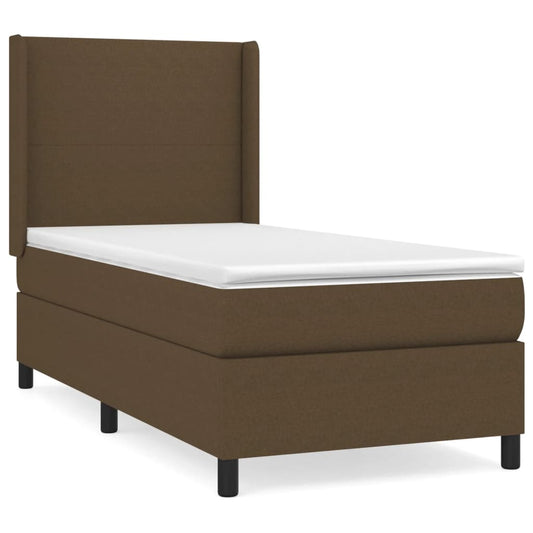 vidaXL Κρεβάτι Boxspring με Στρώμα Σκούρο Καφέ 90x190 εκ. Υφασμάτινο
