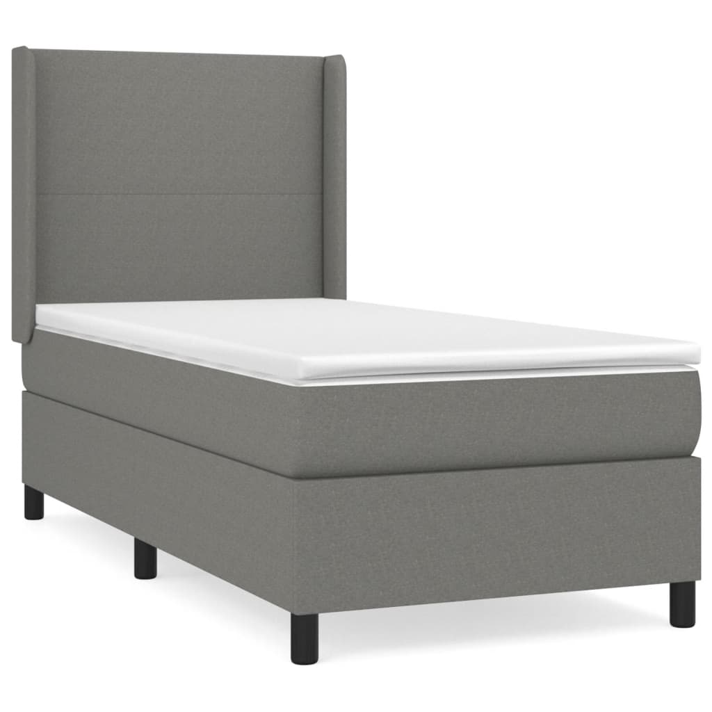 vidaXL Κρεβάτι Boxspring με Στρώμα Σκούρο Γκρι 100x200 εκ. Υφασμάτινο