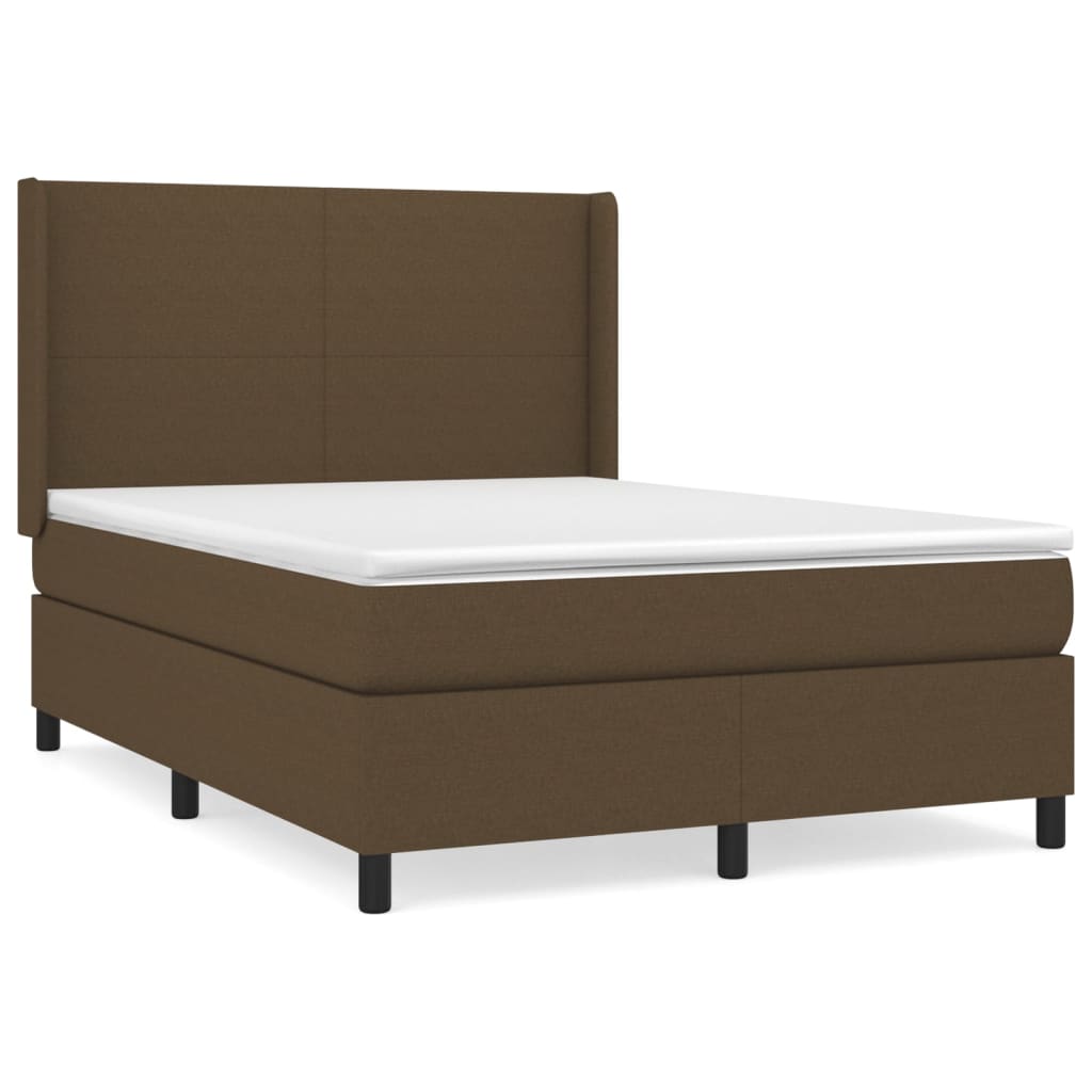 vidaXL Κρεβάτι Boxspring με Στρώμα Σκούρο Καφέ 140x190 εκ. Υφασμάτινο