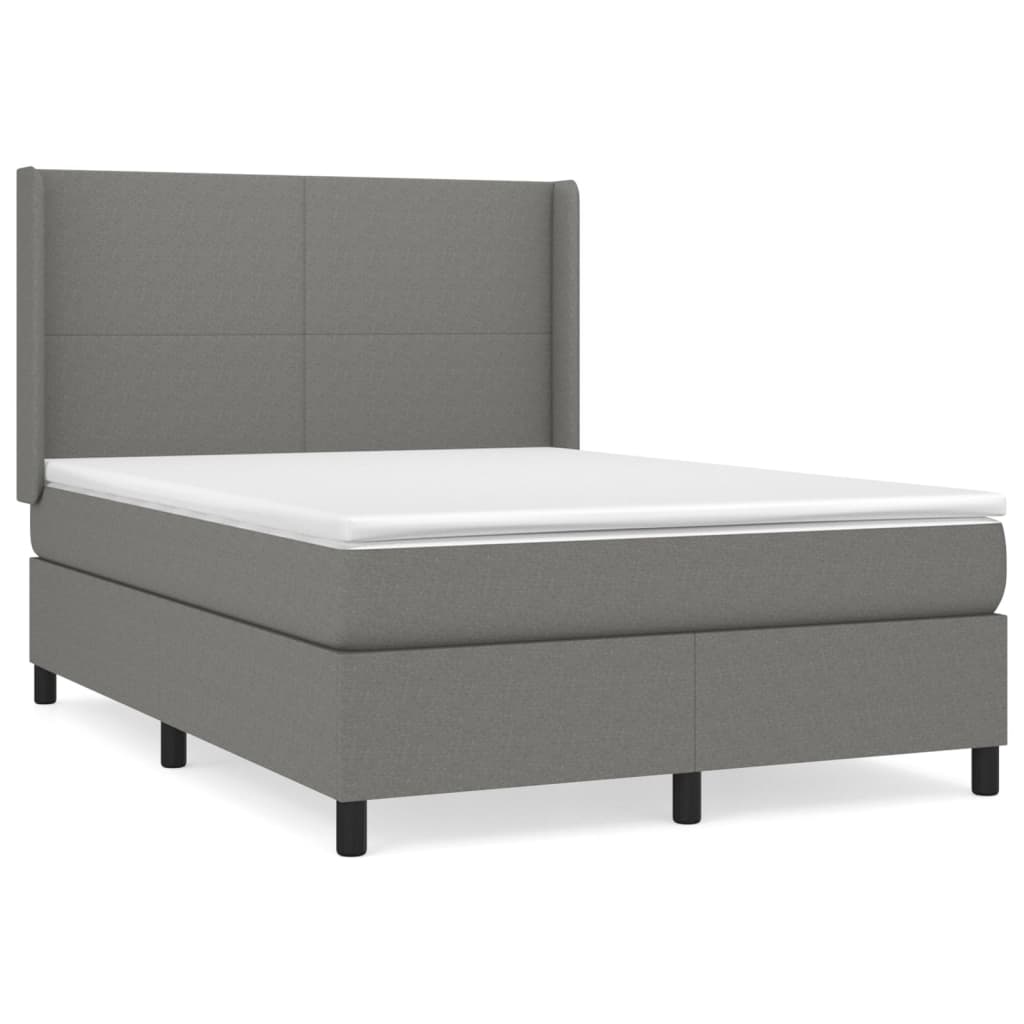 vidaXL Κρεβάτι Boxspring με Στρώμα Σκούρο Γκρι 140x200 εκ Υφασμάτινο