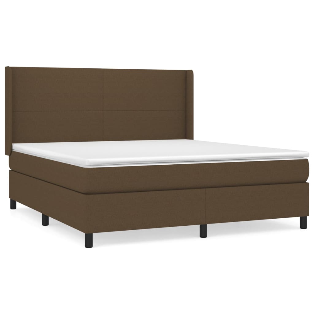 vidaXL Κρεβάτι Boxspring με Στρώμα Σκούρο Καφέ 160x200 εκ Υφασμάτινο