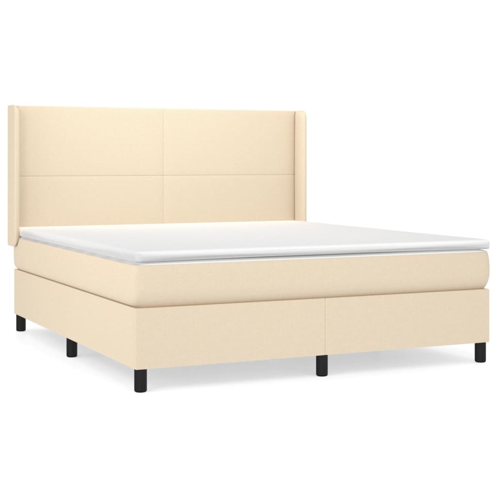 vidaXL Κρεβάτι Boxspring με Στρώμα Κρεμ 160x200 εκ. Υφασμάτινο
