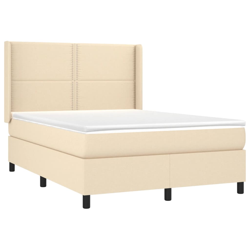 vidaXL Κρεβάτι Boxspring με Στρώμα Κρεμ 140x190 εκ. Υφασμάτινο
