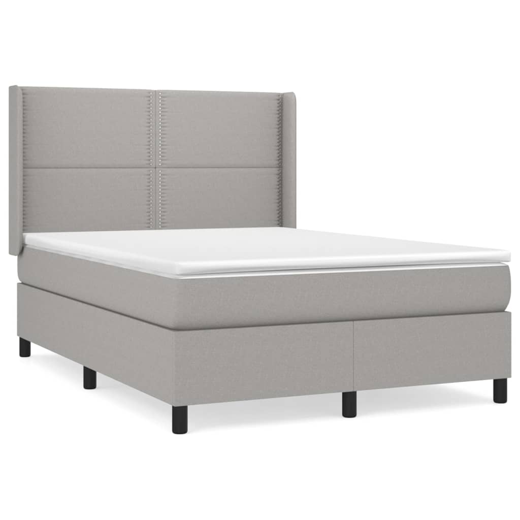 vidaXL Κρεβάτι Boxspring με Στρώμα Ανοιχτό Γκρι 140x200 εκ. Υφασμάτινο