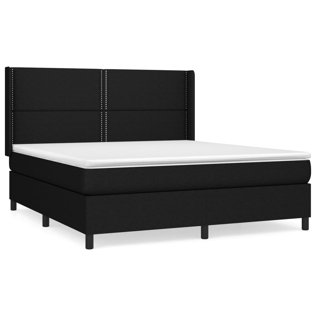 vidaXL Κρεβάτι Boxspring με Στρώμα Μαύρο 180x200 εκ. Υφασμάτινο