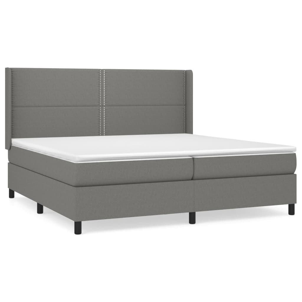 vidaXL Κρεβάτι Boxspring με Στρώμα Σκούρο Γκρι 200x200 εκ. Υφασμάτινο