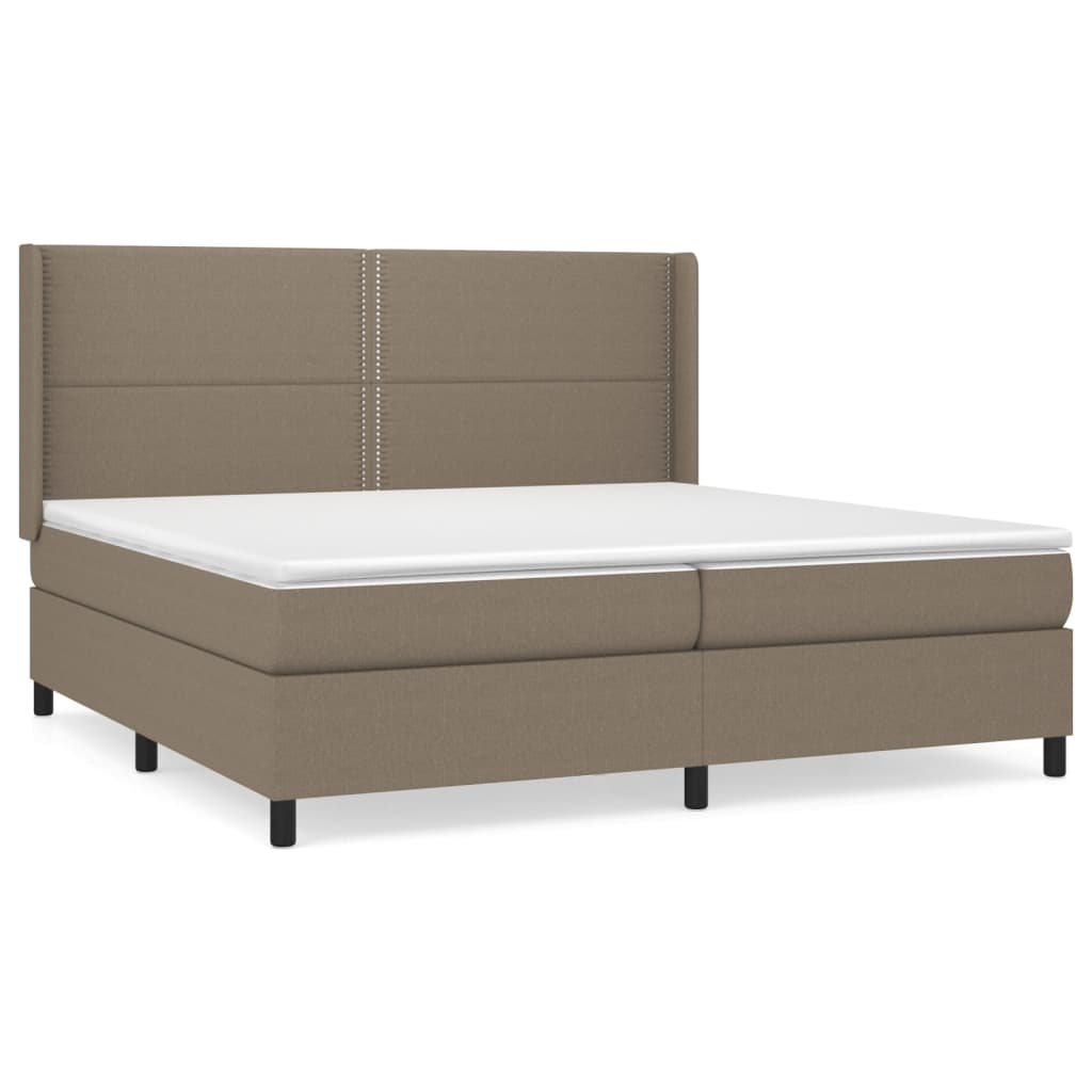 vidaXL Κρεβάτι Boxspring με Στρώμα Taupe 200x200 εκ. Υφασμάτινο