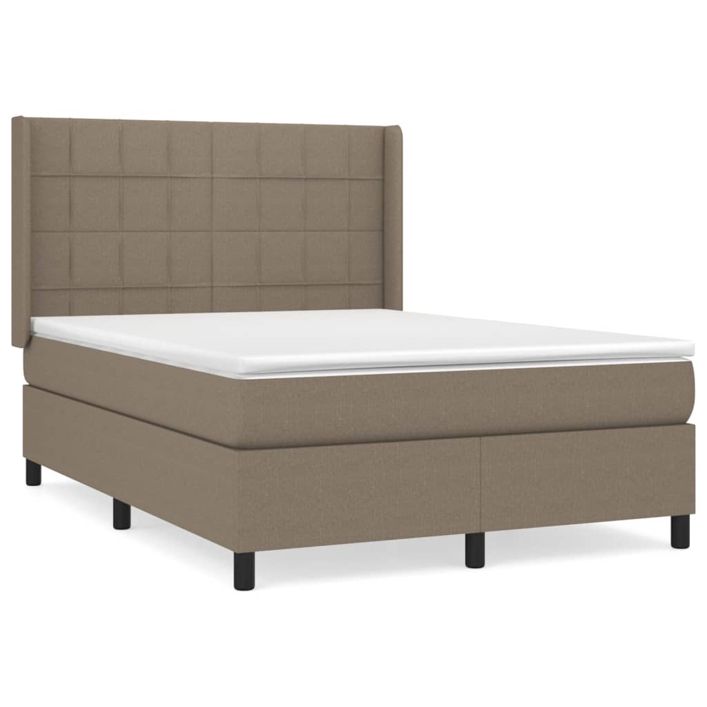 vidaXL Κρεβάτι Boxspring με Στρώμα Taupe 140x190 εκ. Υφασμάτινο