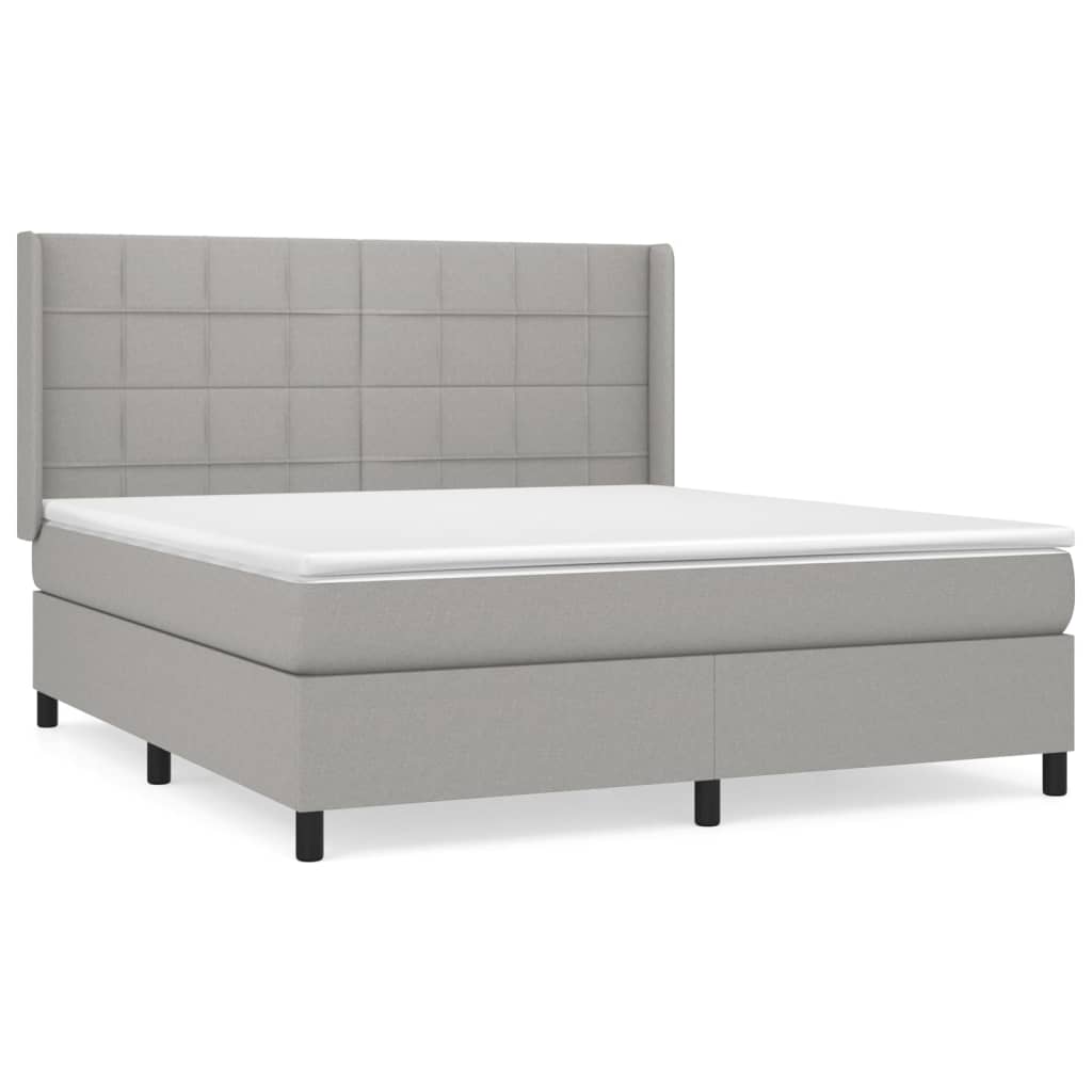 vidaXL Κρεβάτι Boxspring με Στρώμα Ανοιχτό Γκρι 180x200 εκ. Υφασμάτινο