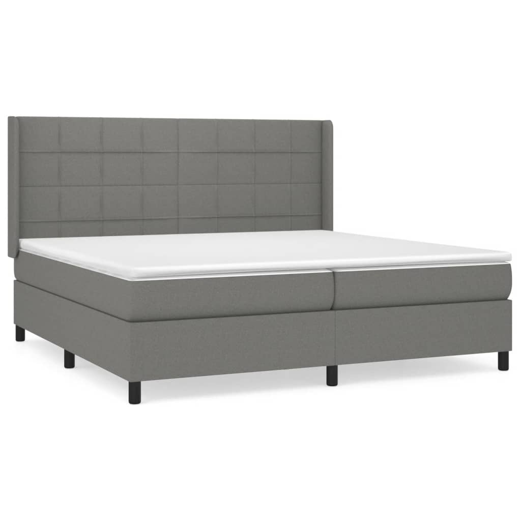 vidaXL Κρεβάτι Boxspring με Στρώμα Σκούρο Γκρι 200x200 εκ. Υφασμάτινο