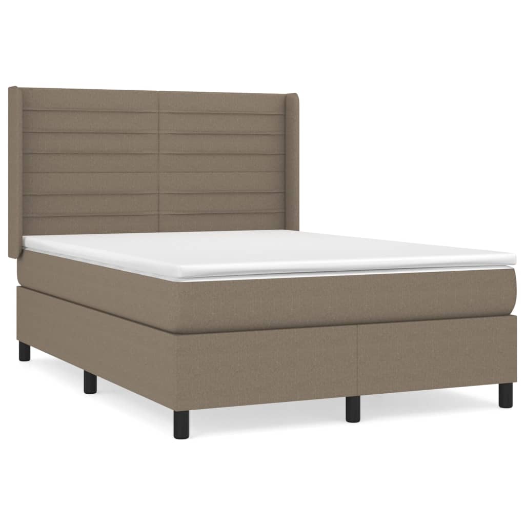 vidaXL Κρεβάτι Boxspring με Στρώμα Taupe 140x190 εκ. Υφασμάτινο