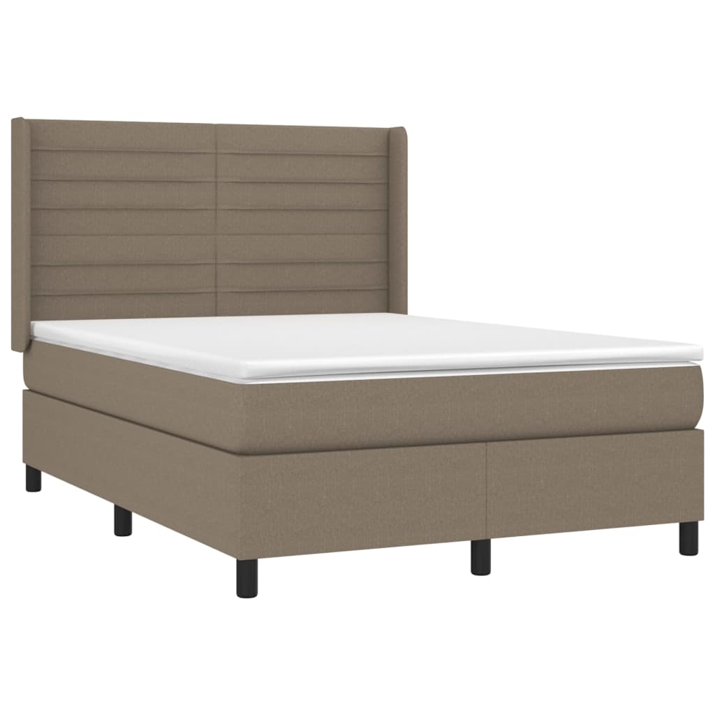 vidaXL Κρεβάτι Boxspring με Στρώμα Taupe 140x190 εκ. Υφασμάτινο