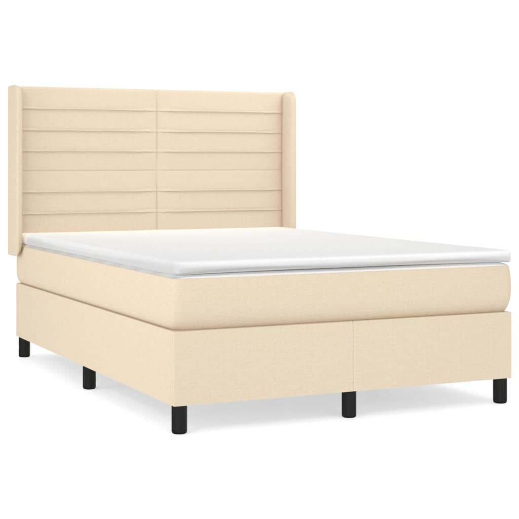 vidaXL Κρεβάτι Boxspring με Στρώμα Κρεμ 140x200 εκ. Υφασμάτινο