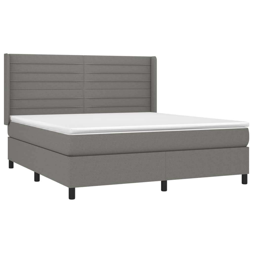 vidaXL Κρεβάτι Boxspring με Στρώμα Σκούρο Γκρι 160x200 εκ Υφασμάτινο