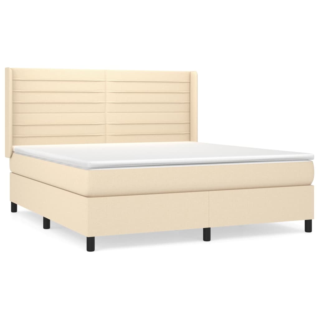 vidaXL Κρεβάτι Boxspring με Στρώμα Κρεμ 180x200 εκ. Υφασμάτινο