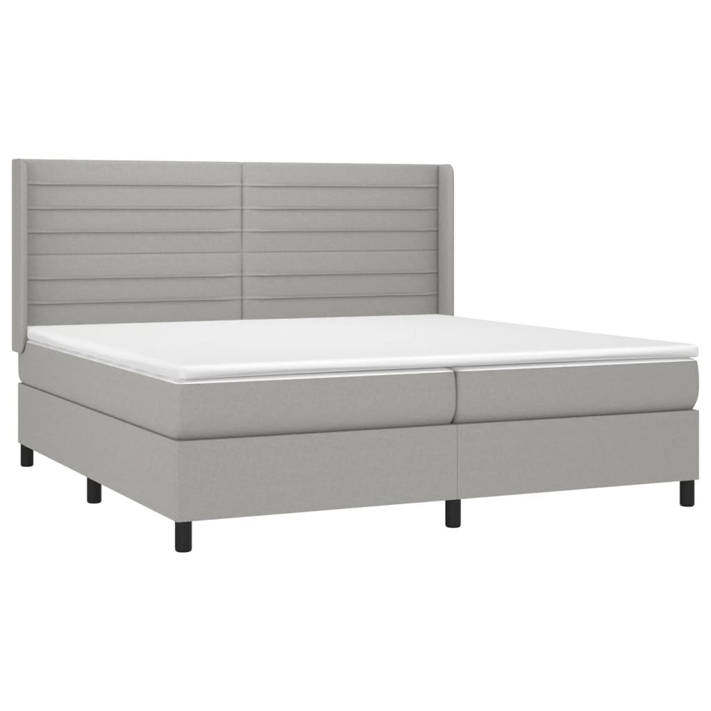vidaXL Κρεβάτι Boxspring με Στρώμα Ανοιχτό Γκρι 200x200 εκ. Υφασμάτινο