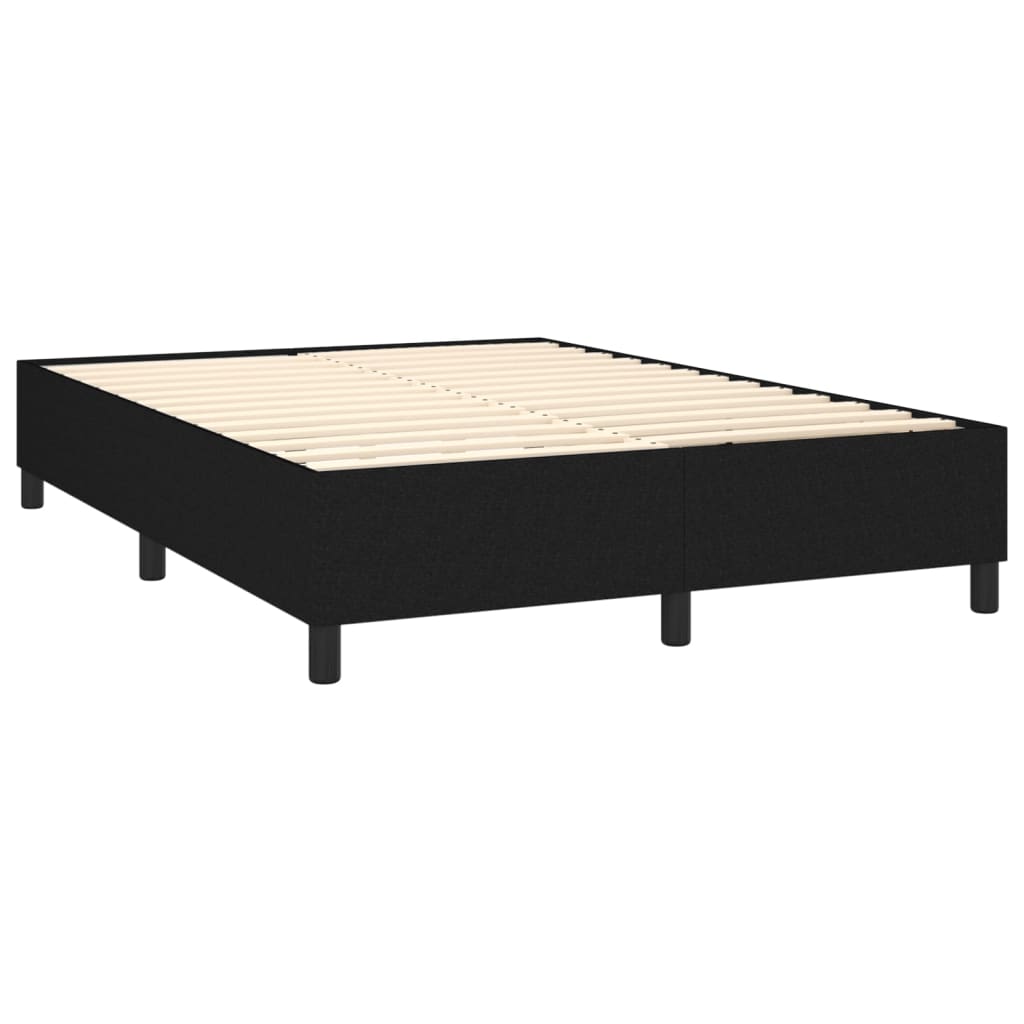 vidaXL Κρεβάτι Boxspring με Στρώμα Μαύρο 140x190 εκ. Υφασμάτινο