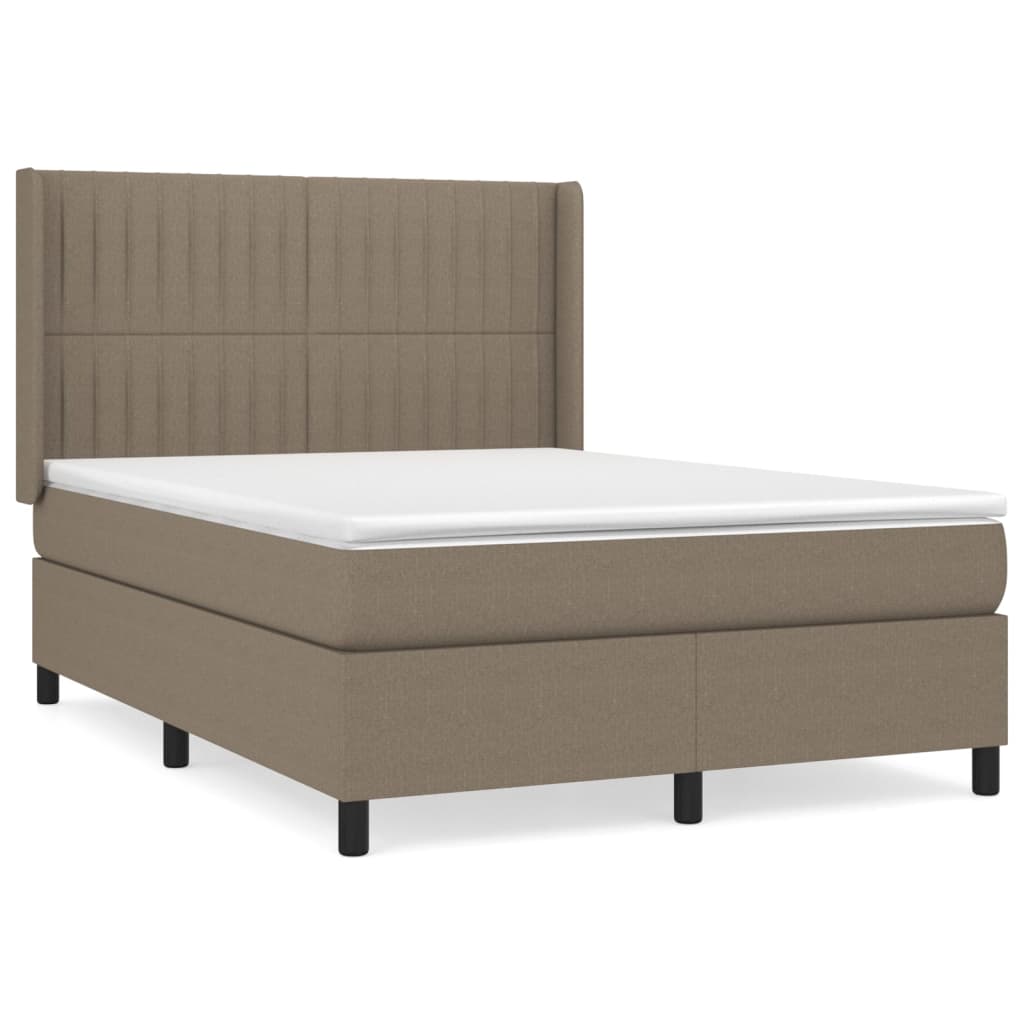 vidaXL Κρεβάτι Boxspring με Στρώμα Taupe 140x190 εκ. Υφασμάτινο