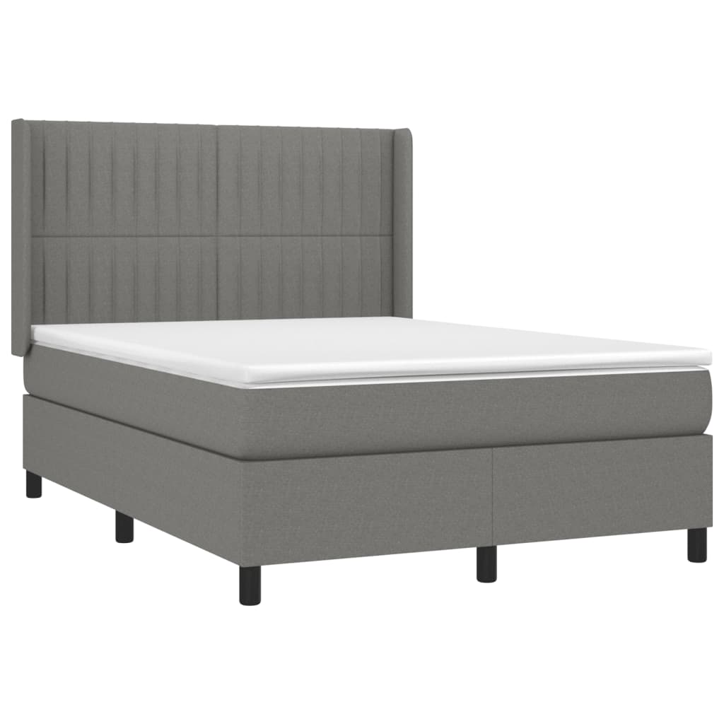 vidaXL Κρεβάτι Boxspring με Στρώμα Σκούρο Γκρι 140x200 εκ Υφασμάτινο