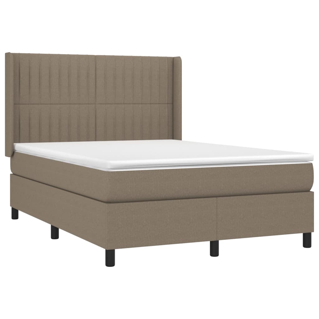 vidaXL Κρεβάτι Boxspring με Στρώμα Taupe 140x200 εκ. Υφασμάτινο